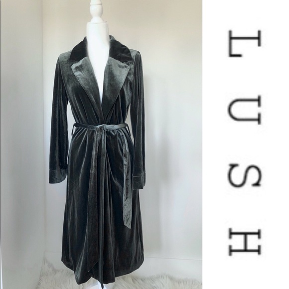 Lush Jackets & Blazers - Lush, luxe dark sage green velvet duster coat